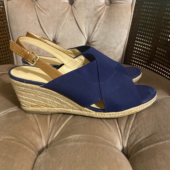 Liz Claiborne Navy Hemp Wedge size 8.5 - Picture 4 of 8